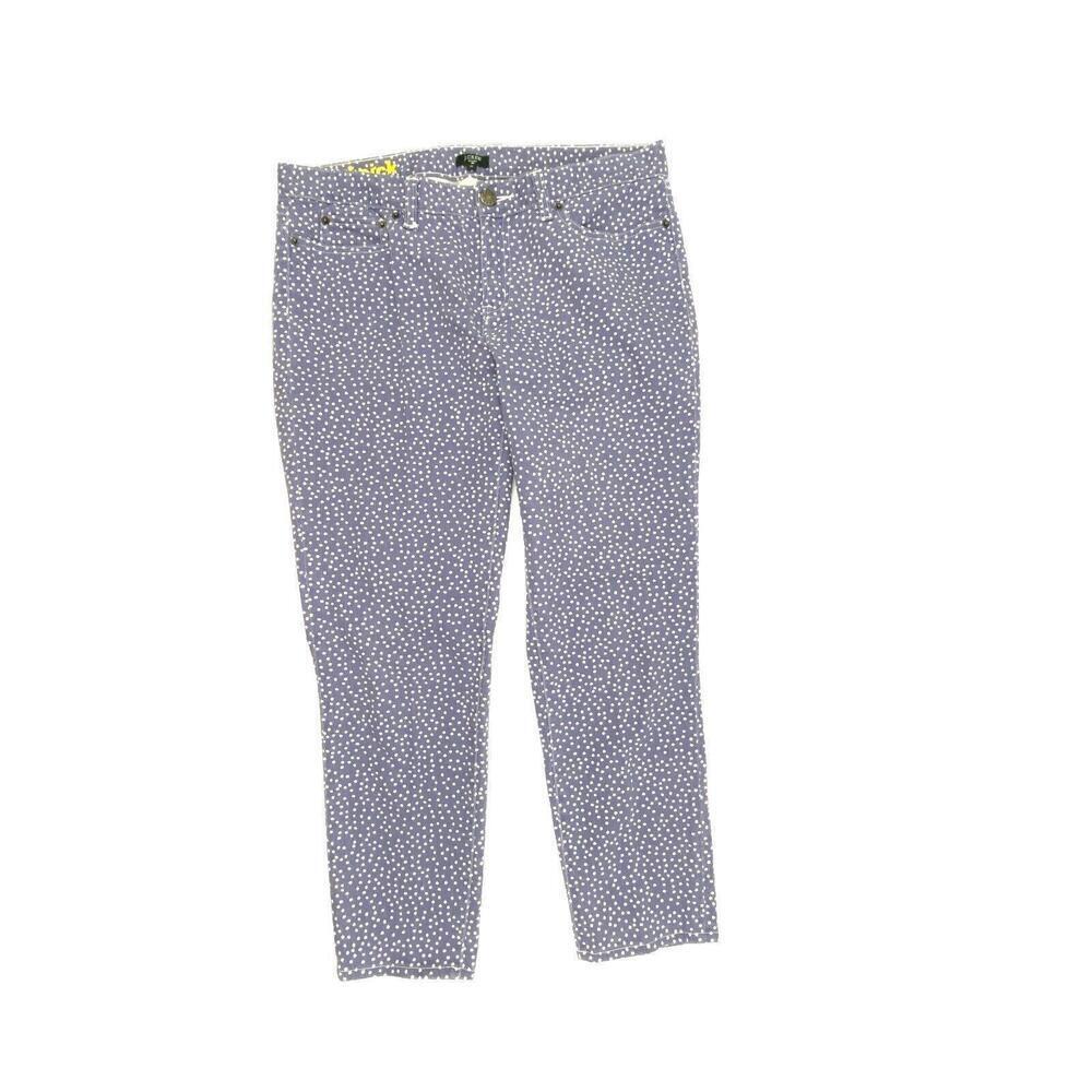 J.‎ Crew Toothpick Women's size 32 White Polkadots Purple Denim jeans